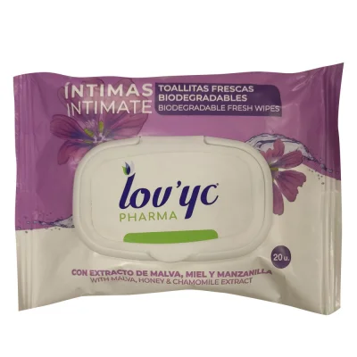 Lov'yc Pharma Intimate wipes 20 u. Mallow, honey and chamomile extract.