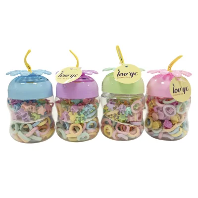 Lov'yc hair elastics + clips 120 u. Flower colors assortment.