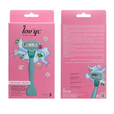 Lov'yc razor 1 u. 5 blades + 3 refill. Woman colors assortment Aloe Vera. Minibox.