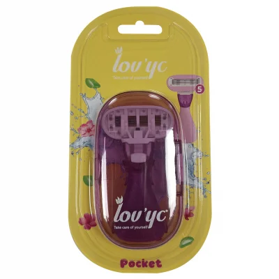 Lov'yc razor 1 u. 5 blades. Woman pocket pink. Minibox.