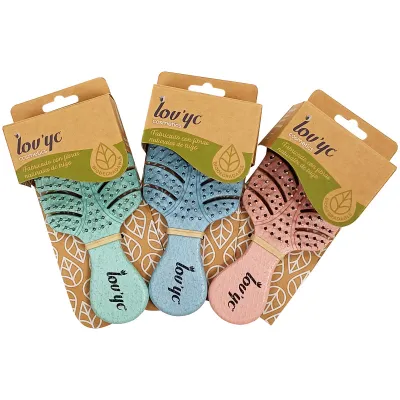 Lov'yc hair brush mini 1 u. Natural wheat fiber colors leaf shaped assortment minibox.