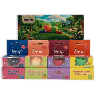 Lov’yc lip balm display fruit 16X7 gr. Assorted flavours.