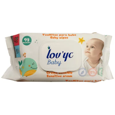 Lov'yc wipes 72 u. Baby sensitive cream.