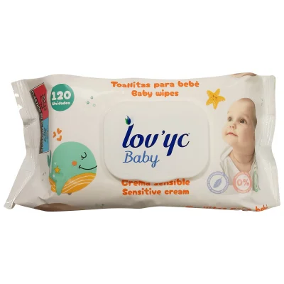 Lov'yc wipes 120 u. Baby sensitive cream.