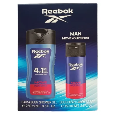 Reebok pack gel 250 ml. + bodyspray 150 ml. Move Your Spirit.