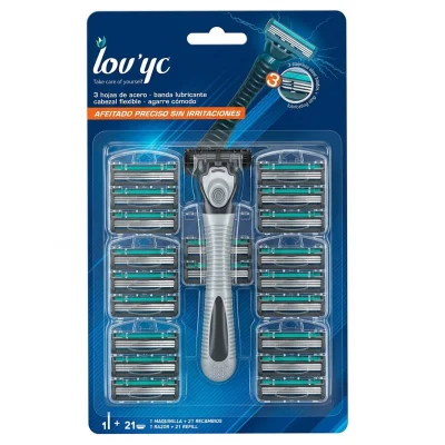Lov'yc razor 1 u. + 21 refill 3 blades man (4 minibox of 10 u.)