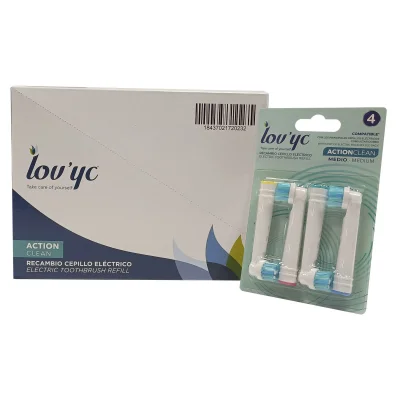Lov'yc electric toothbrush refill 4 u. Action Clean minibox.