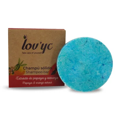 Lov'yc shampoo bar 50 gr. Moisturizing and purifying papaya & orange.