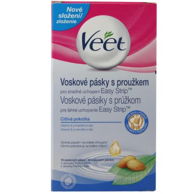 Veet waxing strips 16 u. + 4 Wipes. Sensitive Skin.