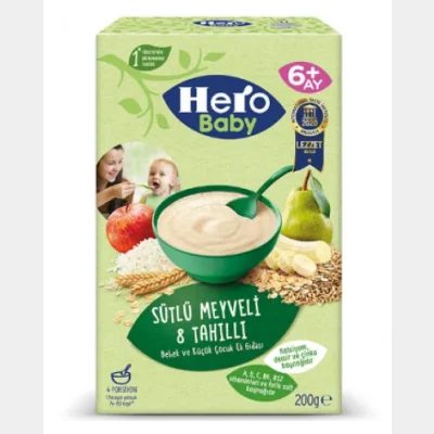 Ülker Hero Baby 8 Grain Baby Food with Milk and Fruit 200 gr