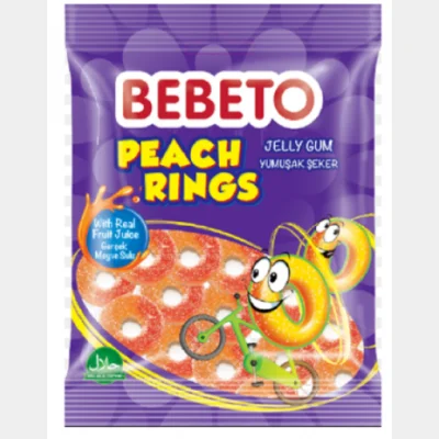 Kervan Gıda Bebeto Peach Rings  80 gr