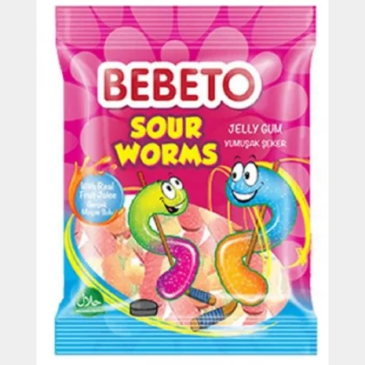 Kervan Gıda Bebeto Sour Worms  80 gr