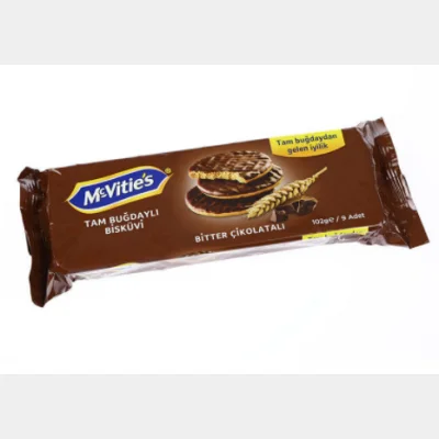 Mc Vitie's Whole Wheat Biscuit Coated Bitter  102 gr
