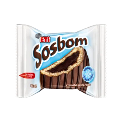 ETİ Sosbom Chocolate Coated & Chocolate Sauce Filled Cake 50 gr