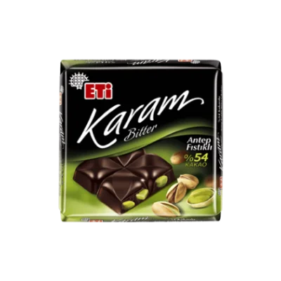 ETİ Karam Bitter Chocolate with 54% Cocoa and Pistachio 80 gr