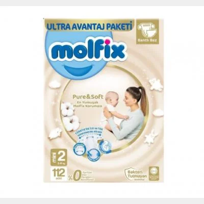 Molfix Pure&Soft Baby Diaper Ultra Advantage Package No2 112 pcs