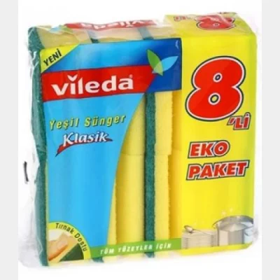 Vileda Green Corrugated Sponge Economic Packet  8 pc