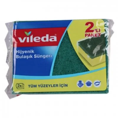 Vileda Green Corrugated Sponge 2 pc