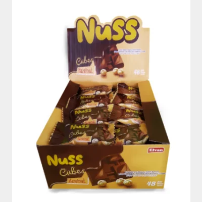 Elvan Nuss Cubes Milk Compound Chocolate With Hazelnut Cream Filling 12 gr