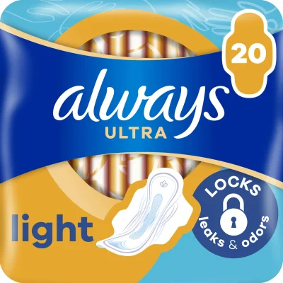 Always Ultra Light Sanitary Pads 20 Count