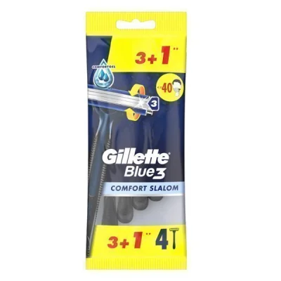 GILLETTE RAZORS BLUE 3 4pcs SLALOM COMFORT 3+1
