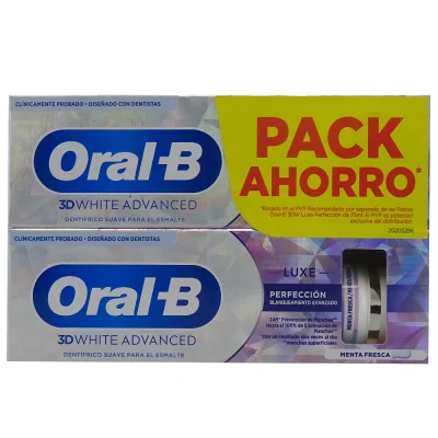 Oral B toothpaste 2X75 ml. 3D white advanced resh mint.