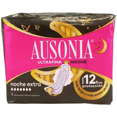 Ausonia sanitary 7 u. Ultra thin extra night with wings .