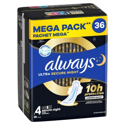 Always Ultra Pads Hygienic Scented Safe Night Quatro 36 pcs