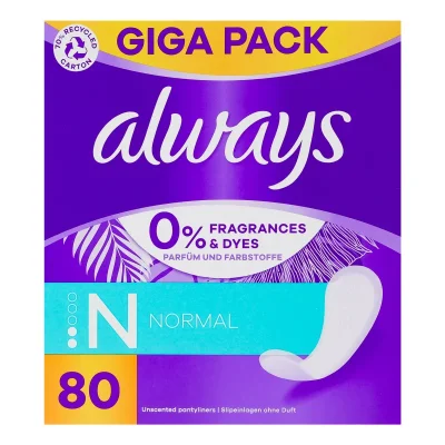Always Hygienic Daily Pads Normal Quatro 80 Pieces