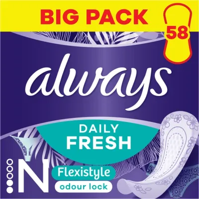 Always Daily Fresh Hygienic Pads Normal Trio 58 Pieces