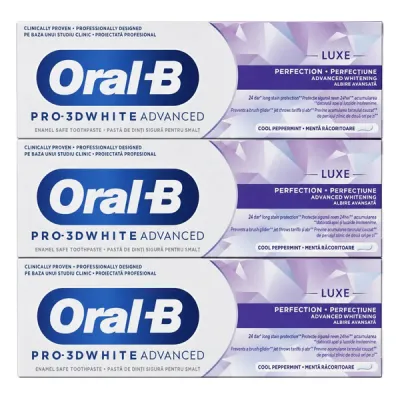 ORALB PRO 3D WHITE 3 x 75ml ADVANCED TOOTHPASTE