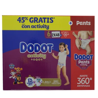 Dodot activity 2X48 u. + pants 35 u. Size 6.