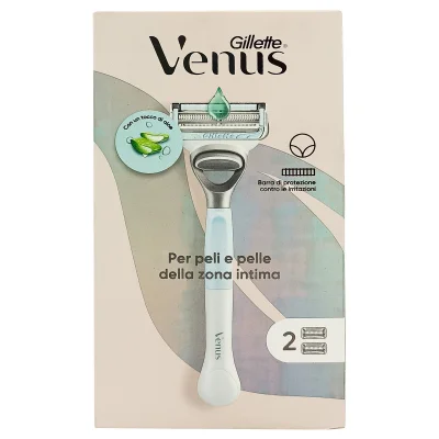 Gillette Venus razor 1 u. + 2 refill. Intimate area with aloe vera.