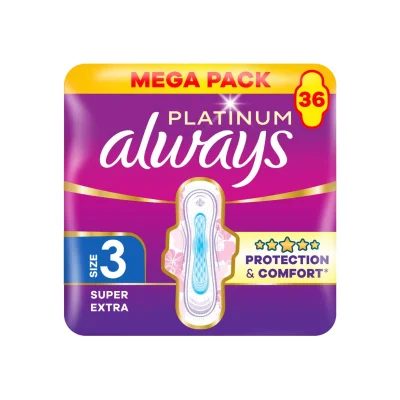 Always Platinum Super Extra Sanitary Pads Size 3 36 pcs