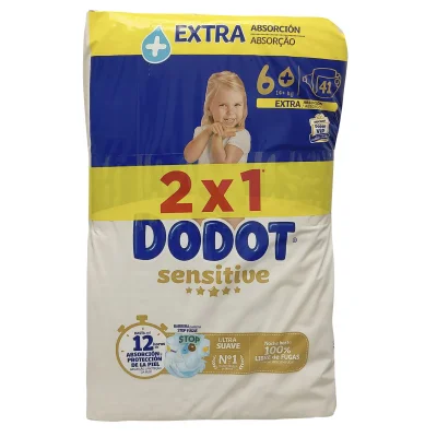 Dodot diapers 2X41 u. Extra sensitive 14+kg. Size 6+.