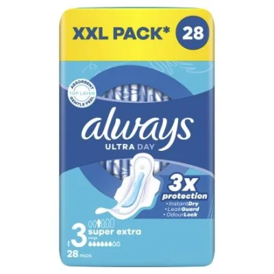 Always Ultra Day & Night Sanitary Pads Size 3 28 pcs