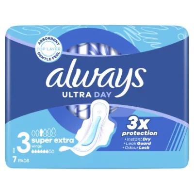 Always Ultra Day & Night Sanitary Pads Size 3 Single 7 pcs