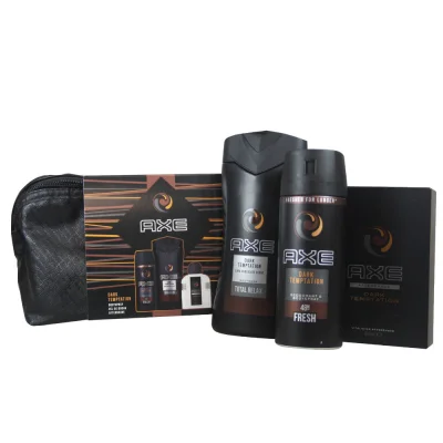 AXE Dark Temptation toiletry bag. Shower gel 250 ml. + cologne 100 ml. + deodorant spray 150 ml.