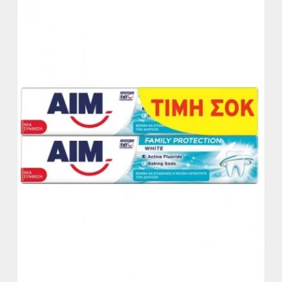 ΑΙΜ ΟΔΟΝΤΟΚΡΕΜΑ FAMILY PROTECTION WHITE (2X75ml)