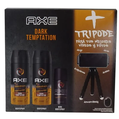 AXE pack Dark Temptation 2X150 ml. + mini spray 35 ml. + Tripode.