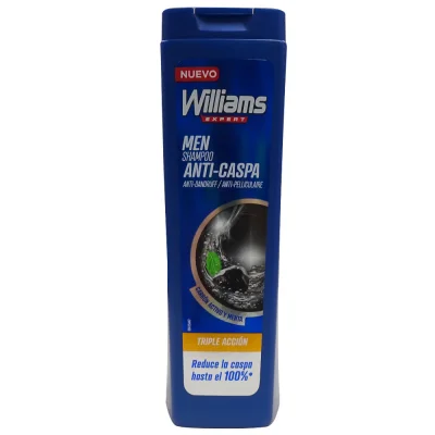 Williams shampoo 250 ml. Anti-dandruff triple action charcoal and mint.