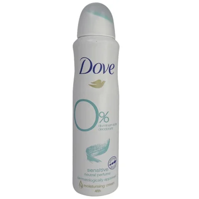 Dove deodorant spray 150 ml. Sensitive neutral perfume.