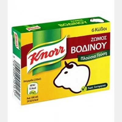KNORR ΚΥΒΟΙ ΖΩΜΟΣ ΒΟΔΙΝΟΥ 3lt (60gr- 6 κύβοι)