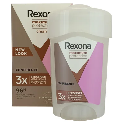 Rexona stick deodorant 45 ml. Woman maximum protection confidence.