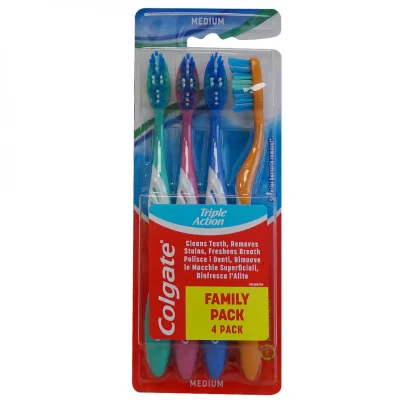 Colgate toothbrush 4 u. Triple action family pack medium.