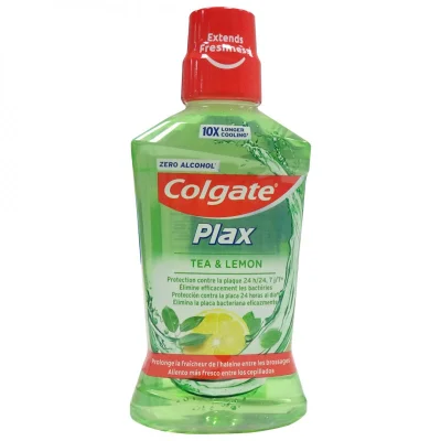 Colgate mouthwash 500 ml. Plax lemon & tea.
