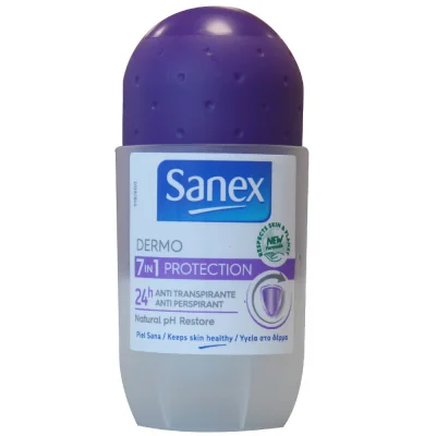 Sanex deodorant roll-on 50 ml. 7 in 1 antiperspirant 24h.