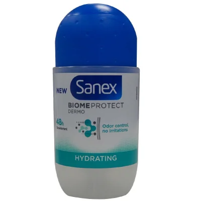 Sanex deodorant roll-on 50 ml. Biomeprotect moisturizer.