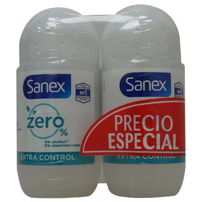 Sanex deodorant roll-on 2X50 ml. Zero % extra control.