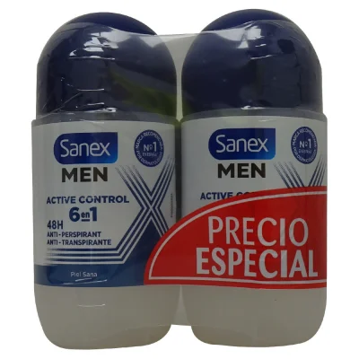 Sanex deodorant roll-on 2X50 ml. Men active control 48 h.